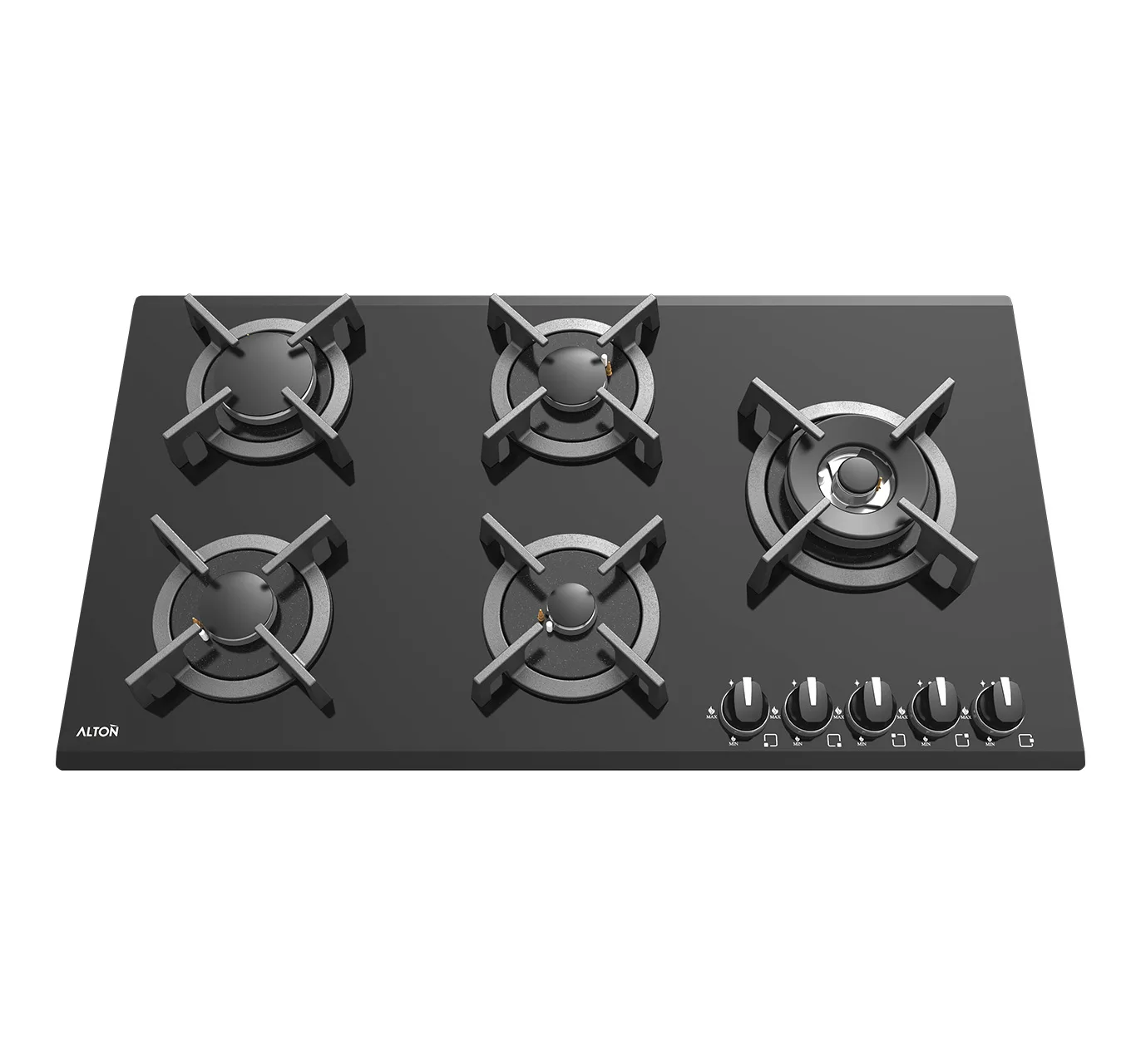 اجاق گاز صفحه ای شیشه مشکی آلتون مدل G528N پنج شعله